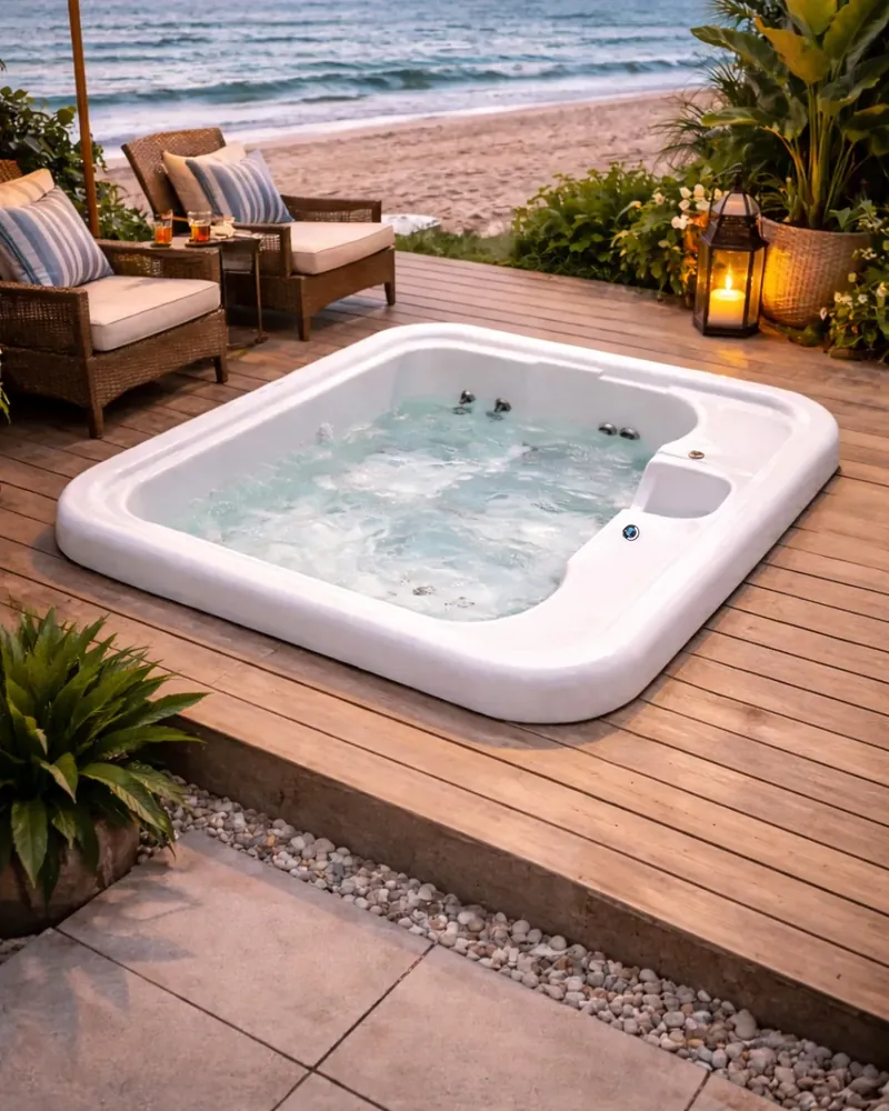Spa Oásis instalado em ambiente com vista para a praia